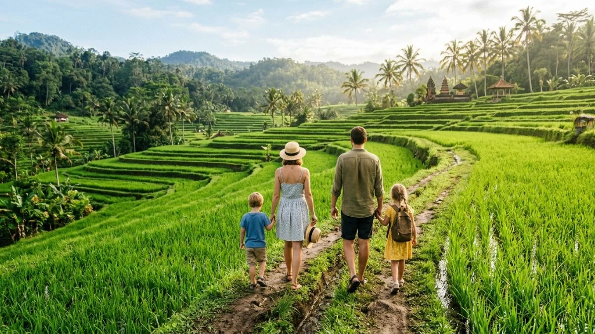 Rice terrace village view in Bali