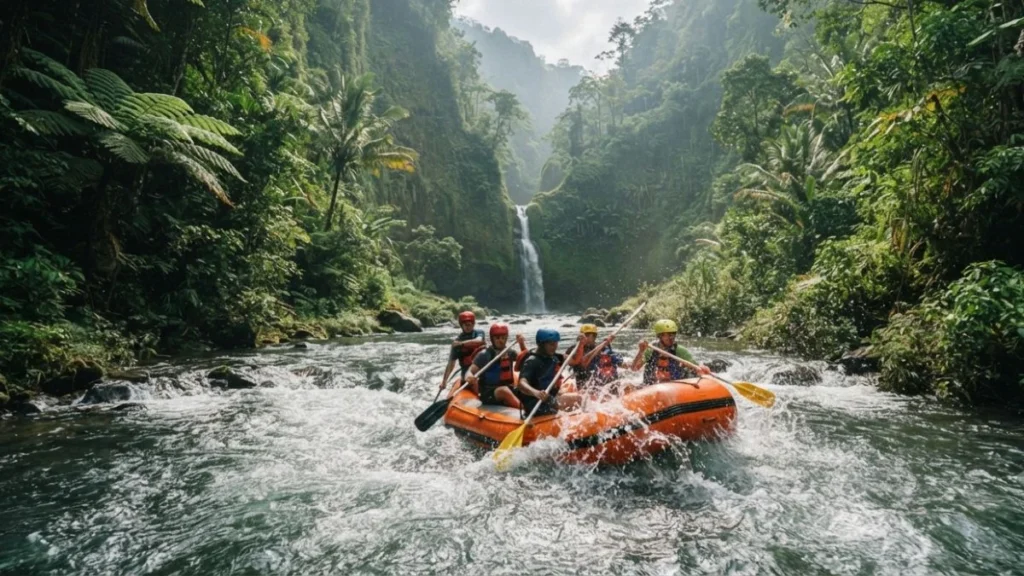 Ayung River rafting through jungle canyon near Ubud