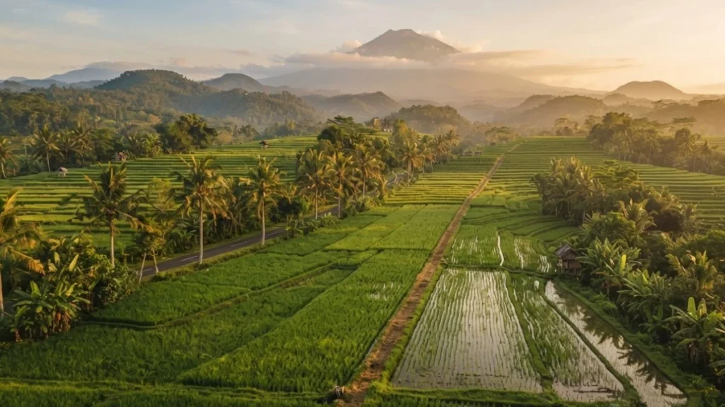Soka and Antosari rice terraces along the West Bali coastal road