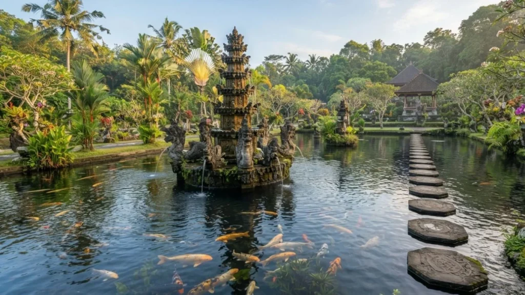 Tirta Gangga Water Palace stepping stones and tiered fountain
