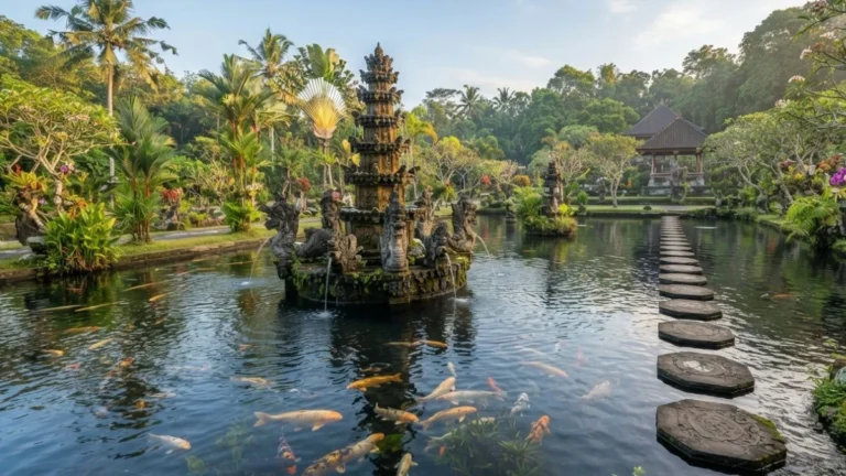 Tirta Gangga Water Palace stepping stones and tiered fountain